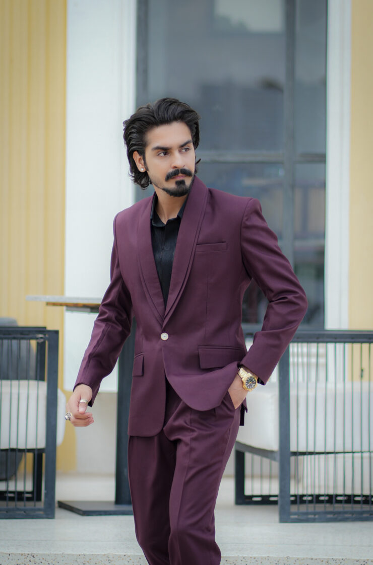 Party Wear Wine Color Suit